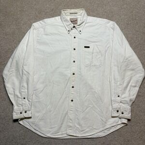 Woolrich Shirt Mens XL White Sportsman Chamois Flannel Button Up Long Sleeve
